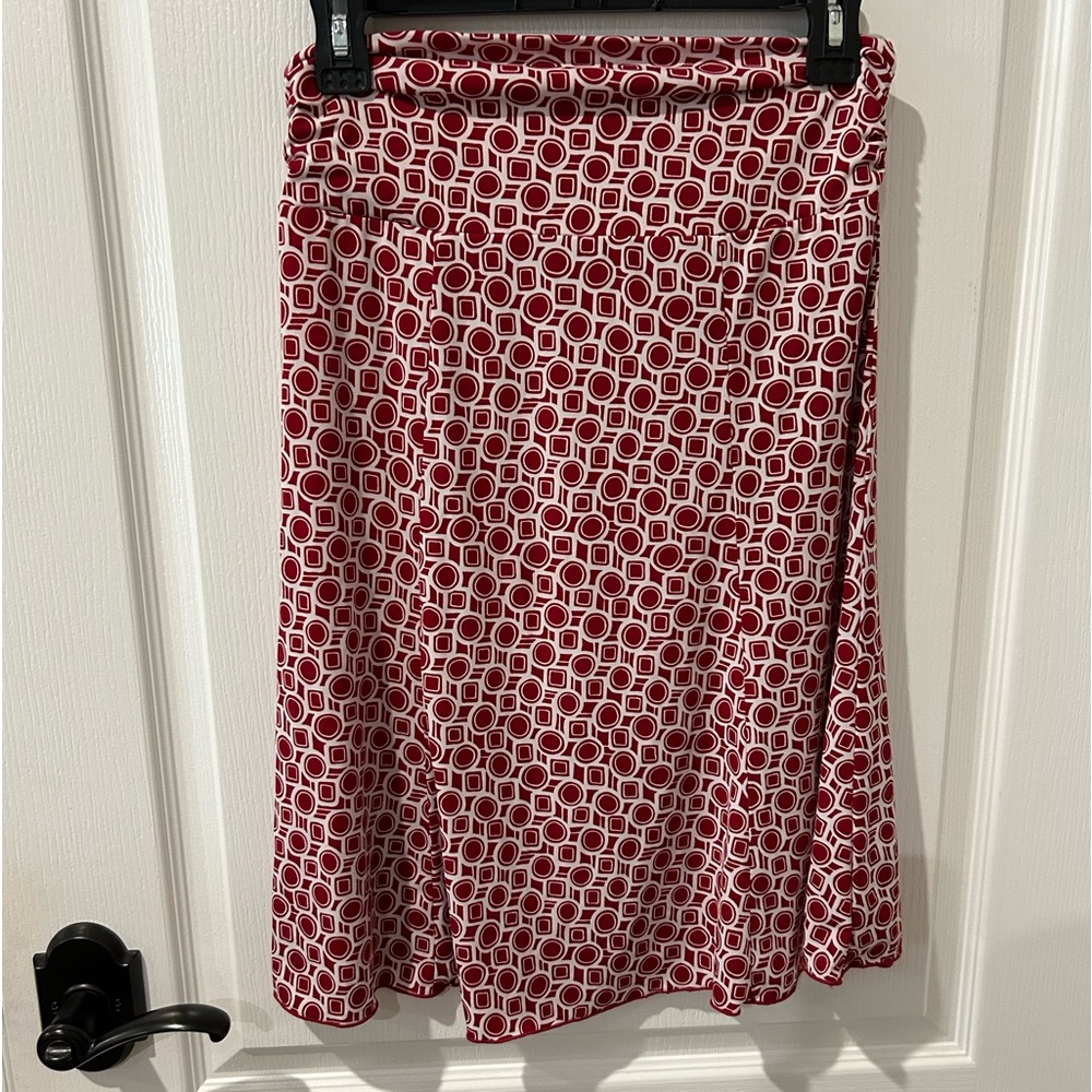 Paper Doll Red & White Geometric Print A-line Skirt Sz S